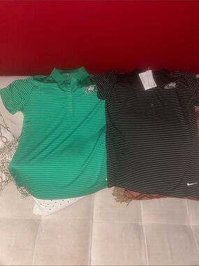 Nike golf Eagles Striped Polo Shirt - Green and Black